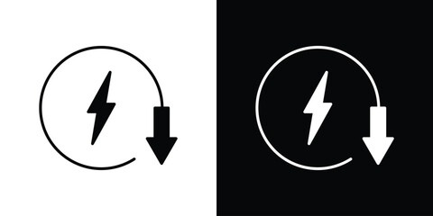 Energy reduction icon in solid silhouette set. Vector Illustration. © Hunt