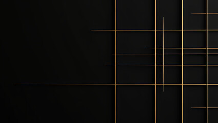 Abstract geometric composition featuring a dark background with gold lines, creating a modern and elegant design.