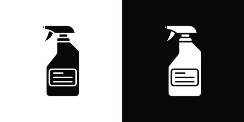 Cleaning spray icon in solid silhouette set. Vector Illustration.