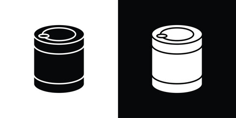 Canned food icon in solid silhouette set. Vector Illustration.