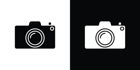 Camera icon in solid silhouette set. Vector Illustration.