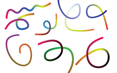 Collection of abstract colorful swirls and wavy lines for artistic design elements vector