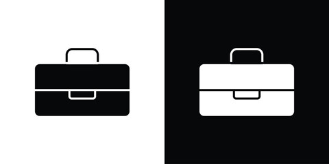 Briefcase icon in solid silhouette set. Vector Illustration.