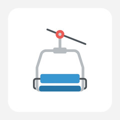 Ski lift chair flat icon winter resort transportation aerial transport vector