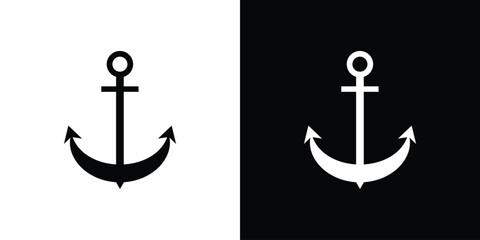 Anchor icon in solid silhouette set. Vector Illustration. © Hunt