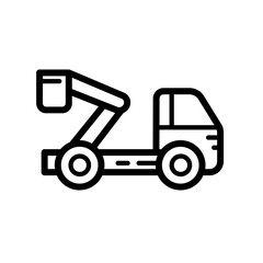 Bucket truck aerial work platform vector icon