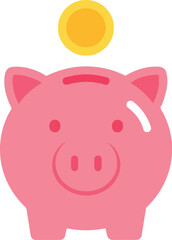 Pink piggy bank coin deposit saving money icon vector