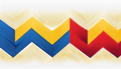 colorful zigzag pattern with red blue and yellow shapes on white background creating dynamic and energetic design with modern and playful feel