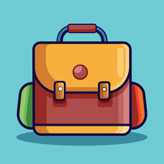 Colorful school backpack illustration in cartoon style.