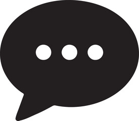 Message bubble glyph icon with three dots silhouette for chat, messaging, and communication.