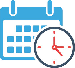 Calendar and clock icon symbolizing time management and scheduling vector