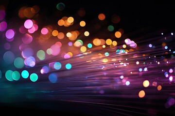 Abstract multicolored glowing strands against dark background