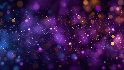 Bokeh-filled abstract of shimmering, glowing particles in deep space