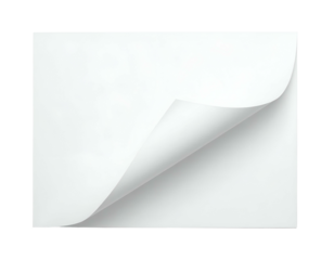 White paper with a corner curled upward, casting a gentle shadow