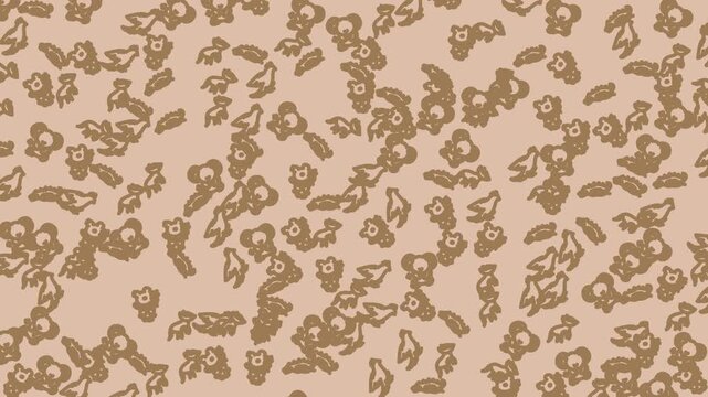 Repeating pattern of small brown flowers on tan background. Ideal for floralthemed designs, textiles, wallpapers, stationery, and natureinspired creative projects.