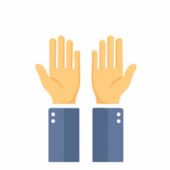 Obraz premium Hands raised in supplication, a gesture of prayer, appeal for help and hope with suit sleeves on white