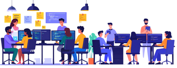 Sat of Coding Marathon Collaboration – Programmers Solving Tech Challenges PNG