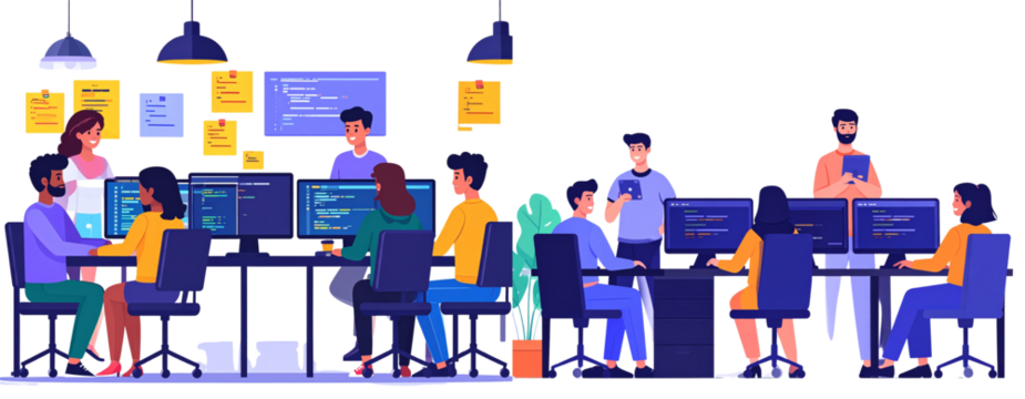 Sat of Coding Marathon Collaboration – Programmers Solving Tech Challenges PNG