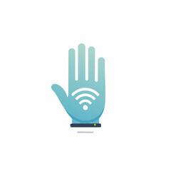 Obraz premium Abstract illustration of a hand with WiFi symbol, representing connectivity and technology.