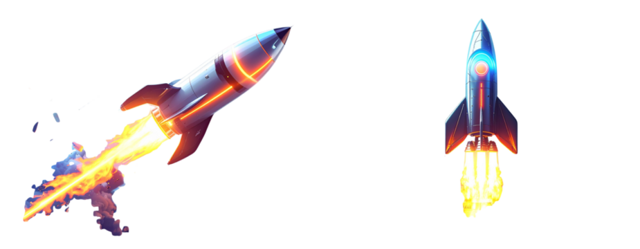 Sat of  Sat of Futuristic Rocket Takeoff – New Startup Success Concept PNG