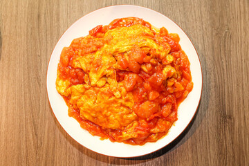 Chinese food. Tomato and egg stir fry