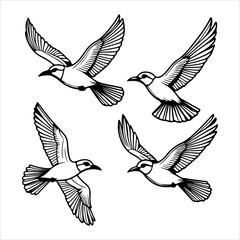 Clean Flat Design Flying Bird Illustration Vector Icon, An Isolated Animal Representing Freedom and Nature in a Minimalist Digital Travel Style.