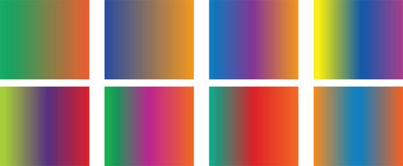 Abstract gradient backgrounds with vibrant colors and smooth transitions, arranged in a grid