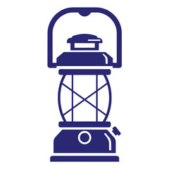 Dark blue camping lantern icon on white background light lamp