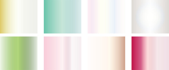 Collection of eight abstract gradient backgrounds in pastel and bright colors