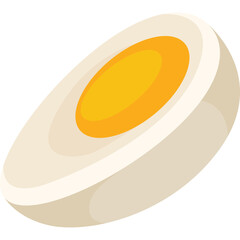 Half Boiled Egg Slice with Bright Yellow Yolk and White Albumen Isolated on Transparent Background Realistic Food Illustration