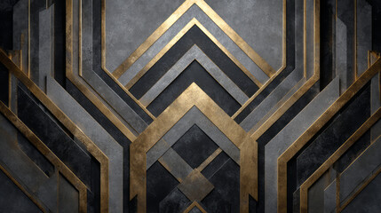 Elegant art deco geometric pattern with luxurious gold and black design. Sophisticated abstract background for vintage roaring twenties theme