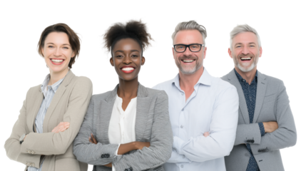 Smiling diverse group of professionals in business attire cut out