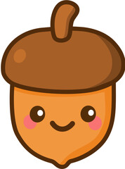 Cute Cartoon Acorn Illustration