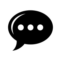Fototapeta premium Minimalist Black Chat Bubble Icon with White Ellipsis Dots