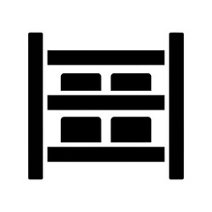Minimalist Black Silhouette Icon of Storage Rack with Items