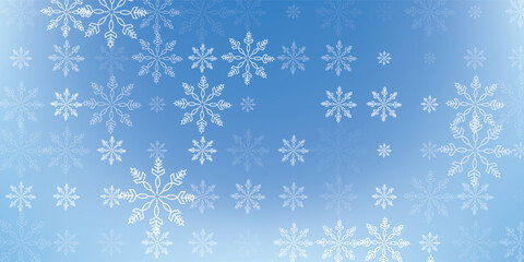 Simple heavy snowflakes design. Wintertime speck freeze shapes. Snowfall weather white blue illustration. Scattered snowflakes december theme. Snow hurricane landscape.