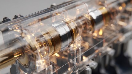 Transparent golden and chrome internal machinery is visible in closeup