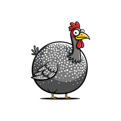 Cute Spotted Guinea Fowl Cartoon Bird Illustration.