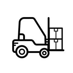 Forklift line vector icon
