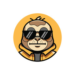 Cool Cartoon Sloth Avatar Wearing Sunglasses And Hoodie.