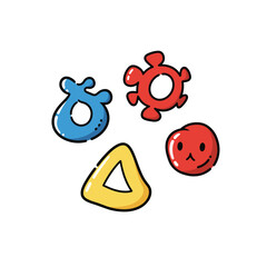 Colorful Cute Cartoon Toy Shapes Set for Children.