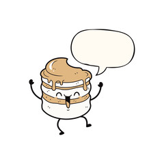 Cute Cartoon Stack Of Pancakes With Syrup.