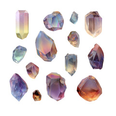Fototapeta premium Colorful crystal gemstones collection isolated