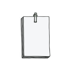 Stack of Blank Papers Held by Binder Clip.