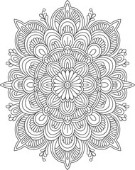 Detailed Mandala Floral Pattern Design Intricate Line Art Illustration Background