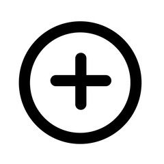 The plus icon is located in an isolated circle on a white background