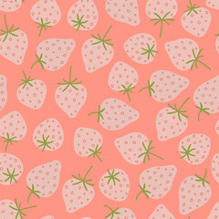 A simple seamless pattern with pale pink strawberries. Vector graphics.