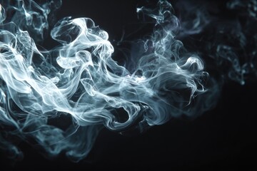 Fototapeta premium Abstract shot of swirling, ethereal smoke, illuminated against a deep black background