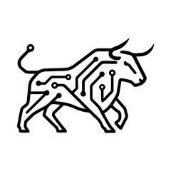 Fototapeta premium Digital Bull Illustration Symbolizing Growth and Technology in Finance