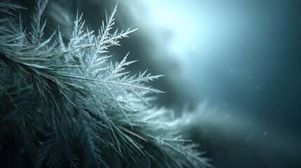 Mysterious ice crystal structures, a frost-covered natural design bathed in light